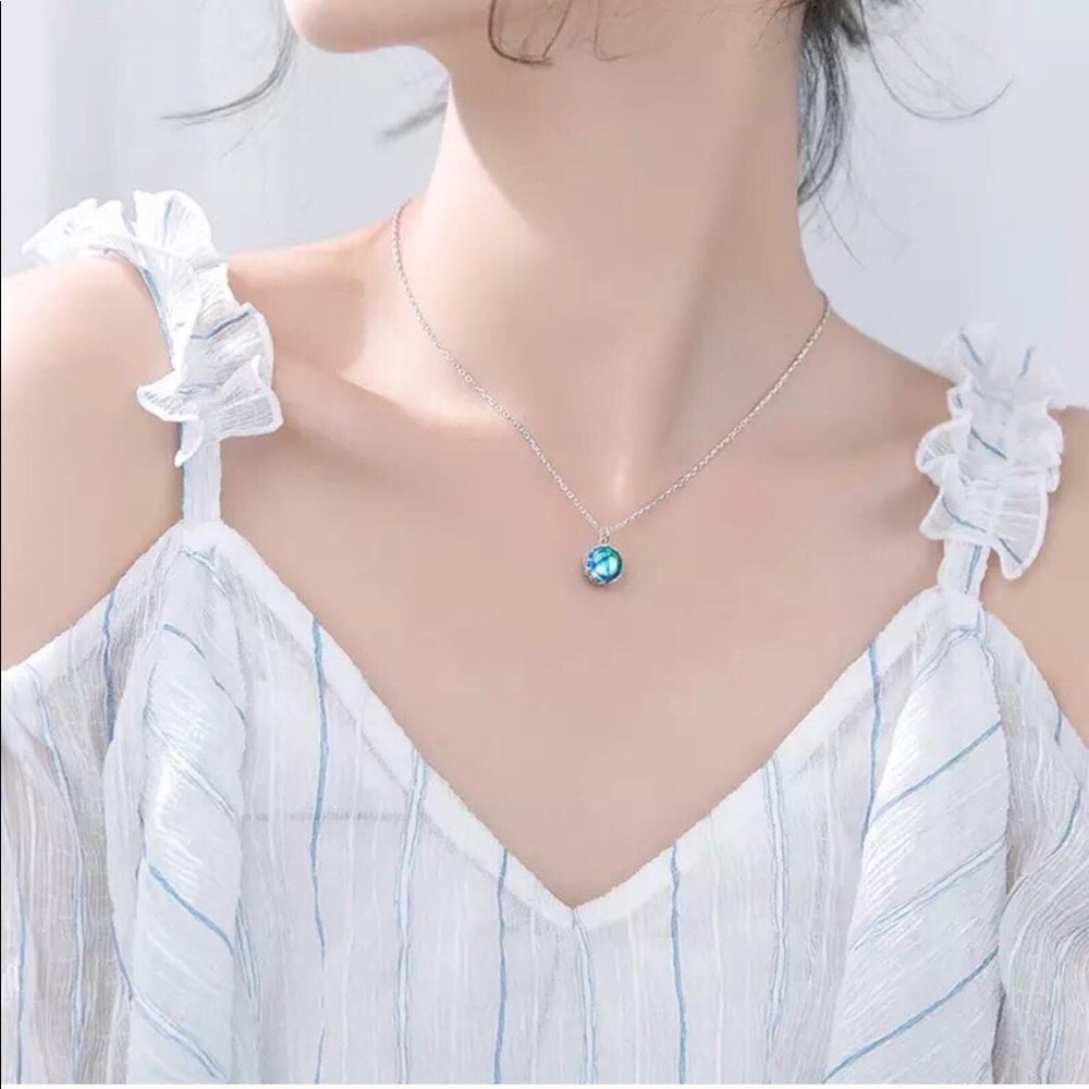 Mermaid Water Drop Sterling Silver Necklace.